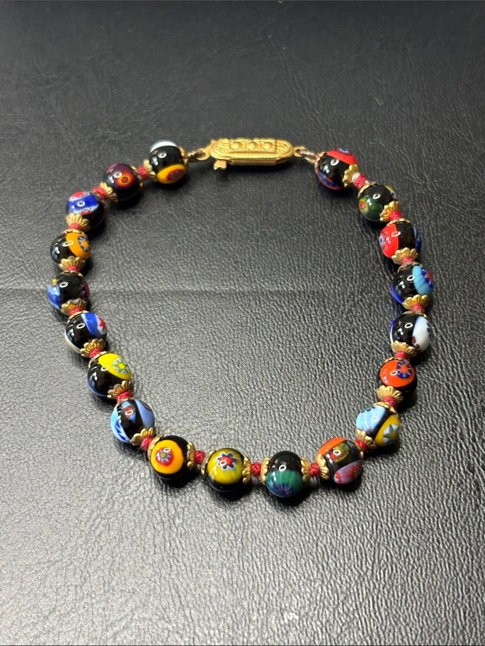 Vintage Glass Millefiori Beads Bracelet